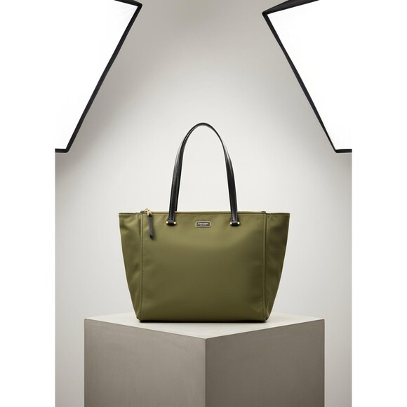 Kate Spade Watson Lane Olive Nylon Tote Bag – Black Handles - Picture 1 of 10
